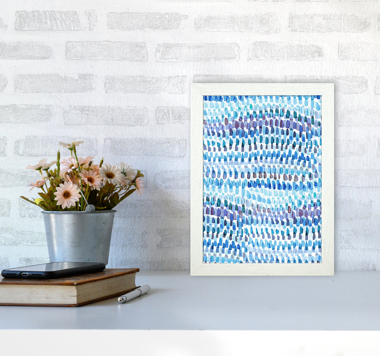 Avelena | Artsy Strokes Streifen Bunt Blau Abstrakt Kunstdokument