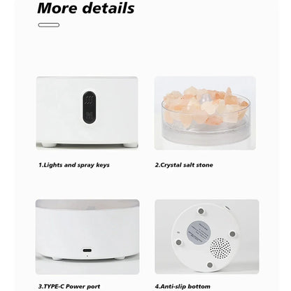 Avelena | Salzlampe Diffusor - USB Ultraschall ätherischer Öl Luftbefeuchter mit Himalaya-Salzkristallen & Nachtlicht