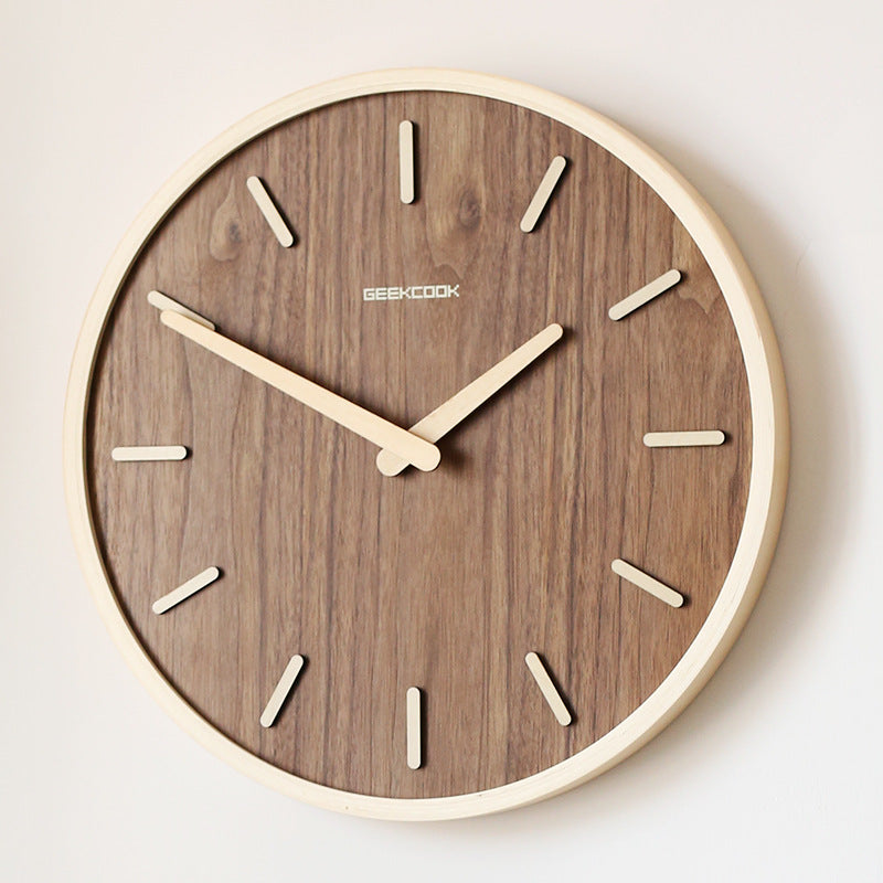 Avelena | Minimalistische Stille Holz-Wanduhr 12 Zoll