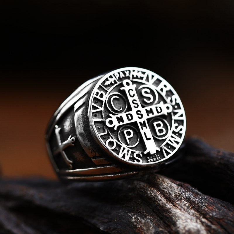 Avelena | Benedikt Medaille Edelstahl Ring