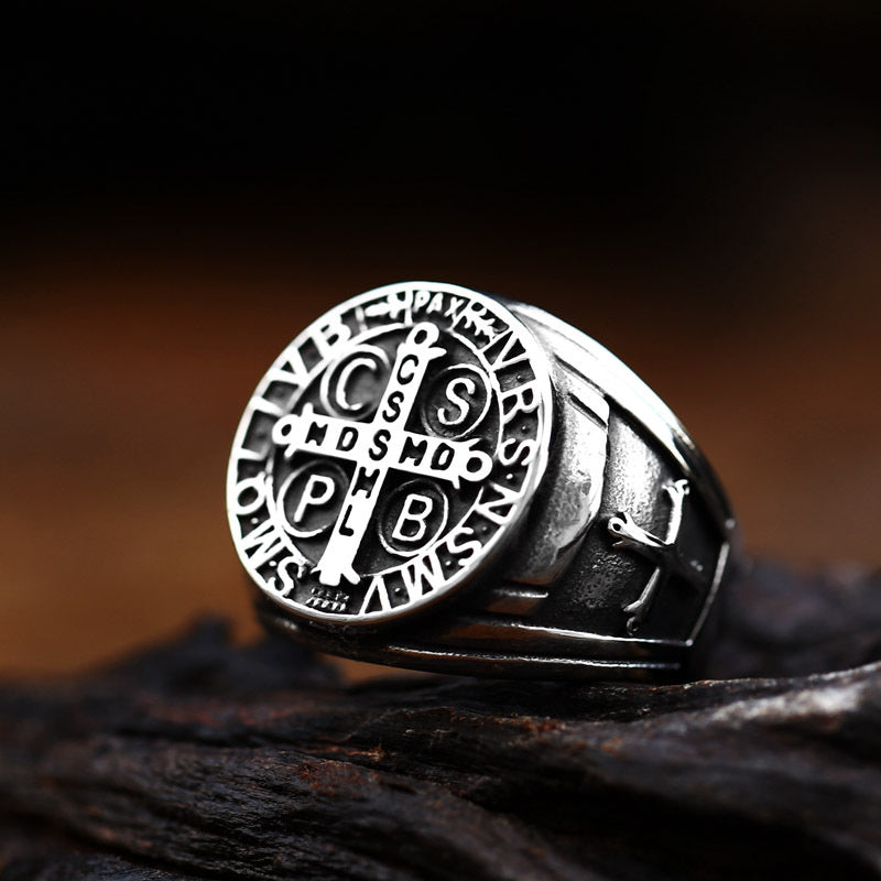 Avelena | Benedikt Medaille Edelstahl Ring