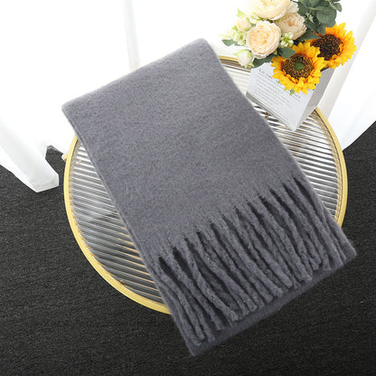 Avelena | Macaron Solid Light Color Schal Dicke Zopf Fransen Schulter Wrap