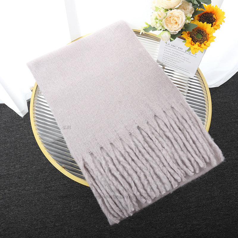 Avelena | Macaron Solid Light Color Schal Dicke Zopf Fransen Schulter Wrap
