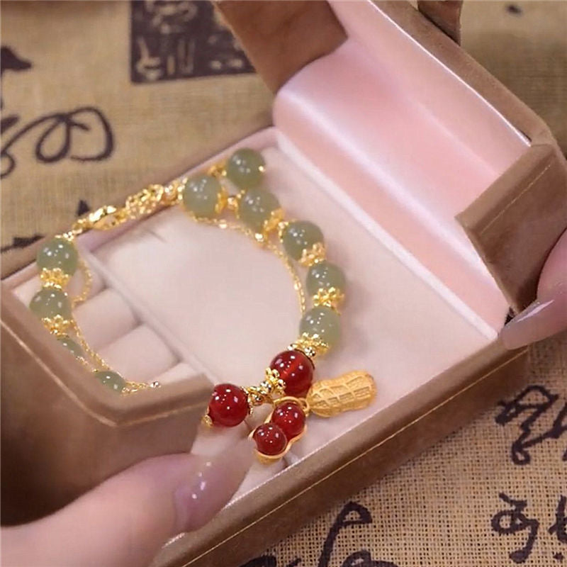 Avelena | Doppelkette Natur Jade Armband