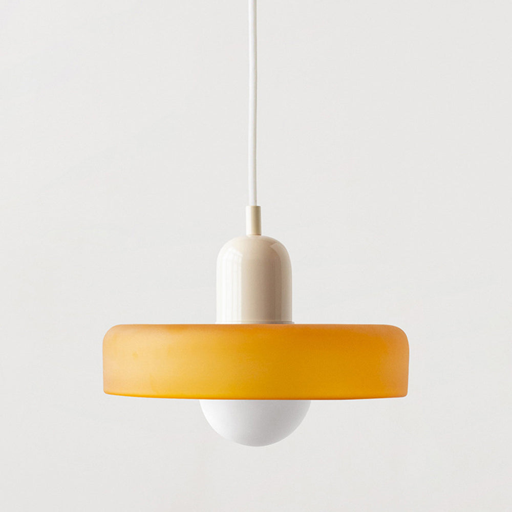 Avelena |  Pendelleuchte aus farbigem Glas | Elegante Hängeleuchte im Bauhaus-Stil | Designlampe für Wohnzimmer & Esszimmer