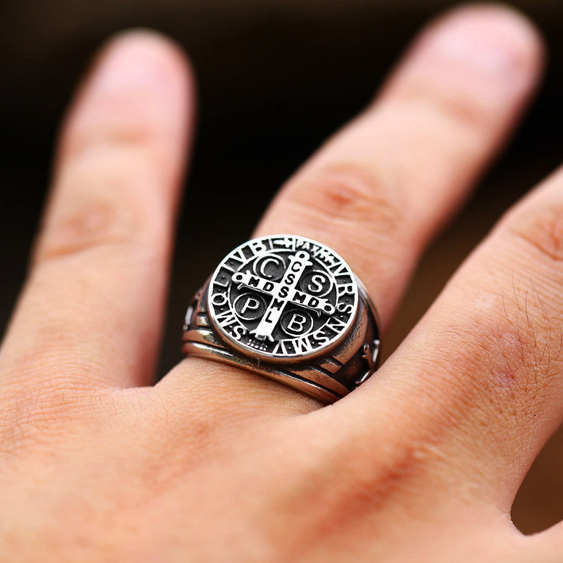 Avelena | Benedikt Medaille Edelstahl Ring