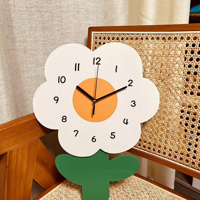 Avelena | Blumen Stille Wanduhr für Wohnzimmer 12 Zoll