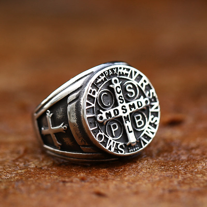 Avelena | Benedikt Medaille Edelstahl Ring