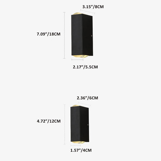 Avelena | Moderne wasserdichte LED-Außenwandleuchte – rechteckige Aluminiumleuchte