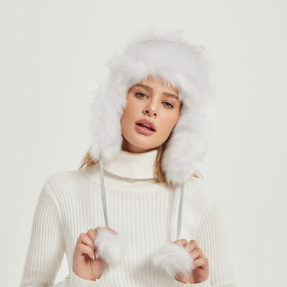 Avelena | Damen Chunky Kunstfell Wintermütze mit Tierohren