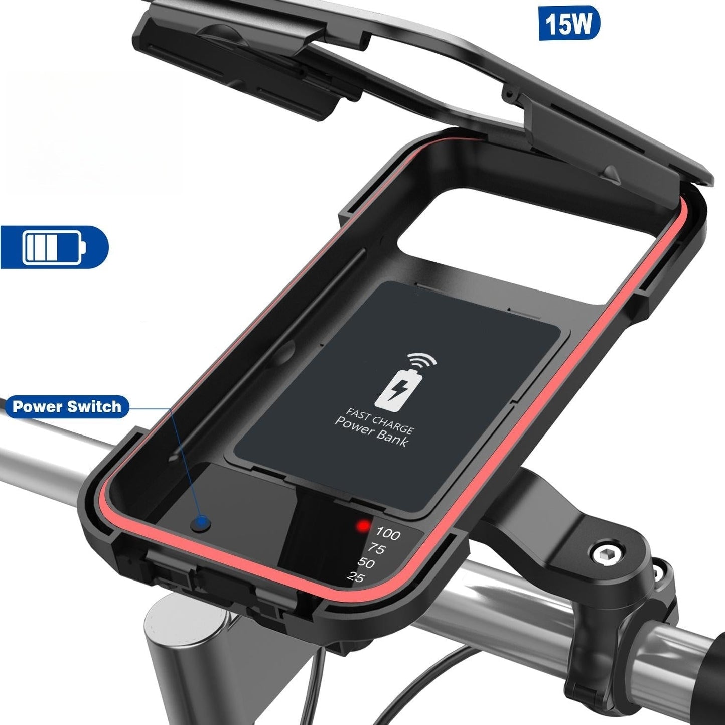 Avelena | 15W Powerbank-Wasserdichte Halterung für den Fahrradlenker