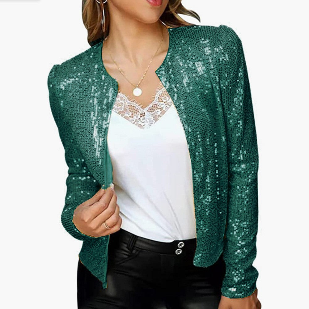 Avelena | Glitter Blazer Eleganter Damenblazer mit Pailletten für Die Feiertage