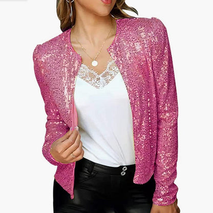 Avelena | Glitter Blazer Eleganter Damenblazer mit Pailletten für Die Feiertage