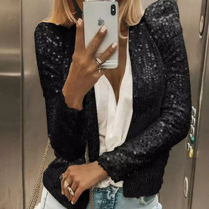 Avelena | Glitter Blazer Eleganter Damenblazer mit Pailletten für Die Feiertage