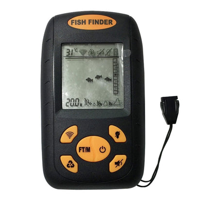 Avelena | Tragbarer Ultrasonic Fischfinder, Wassertiefe & Temperatur Fischfinder mit kabelgebundenem Sonarsensor und LCD-Display