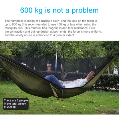 Avelena | Tragbare Outdoor-Hängematte mit Moskitonetzen (Armeegrün)