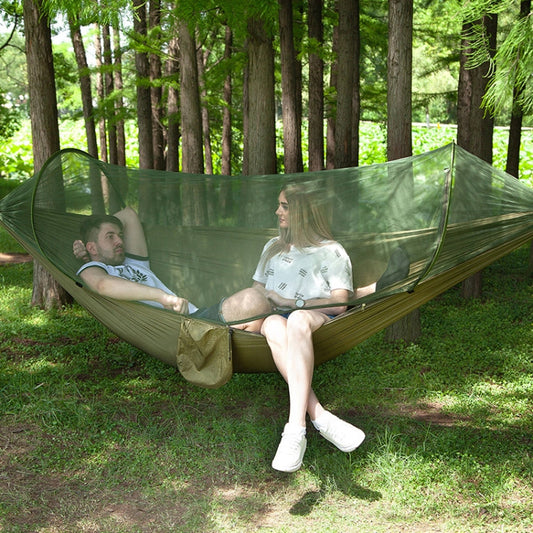Avelena | Tragbare Outdoor Camping Vollautomatische Nylon Fallschirm-Hängematte mit Moskito-Netzen, Größe: 290 x 140cm (Armeegrün)