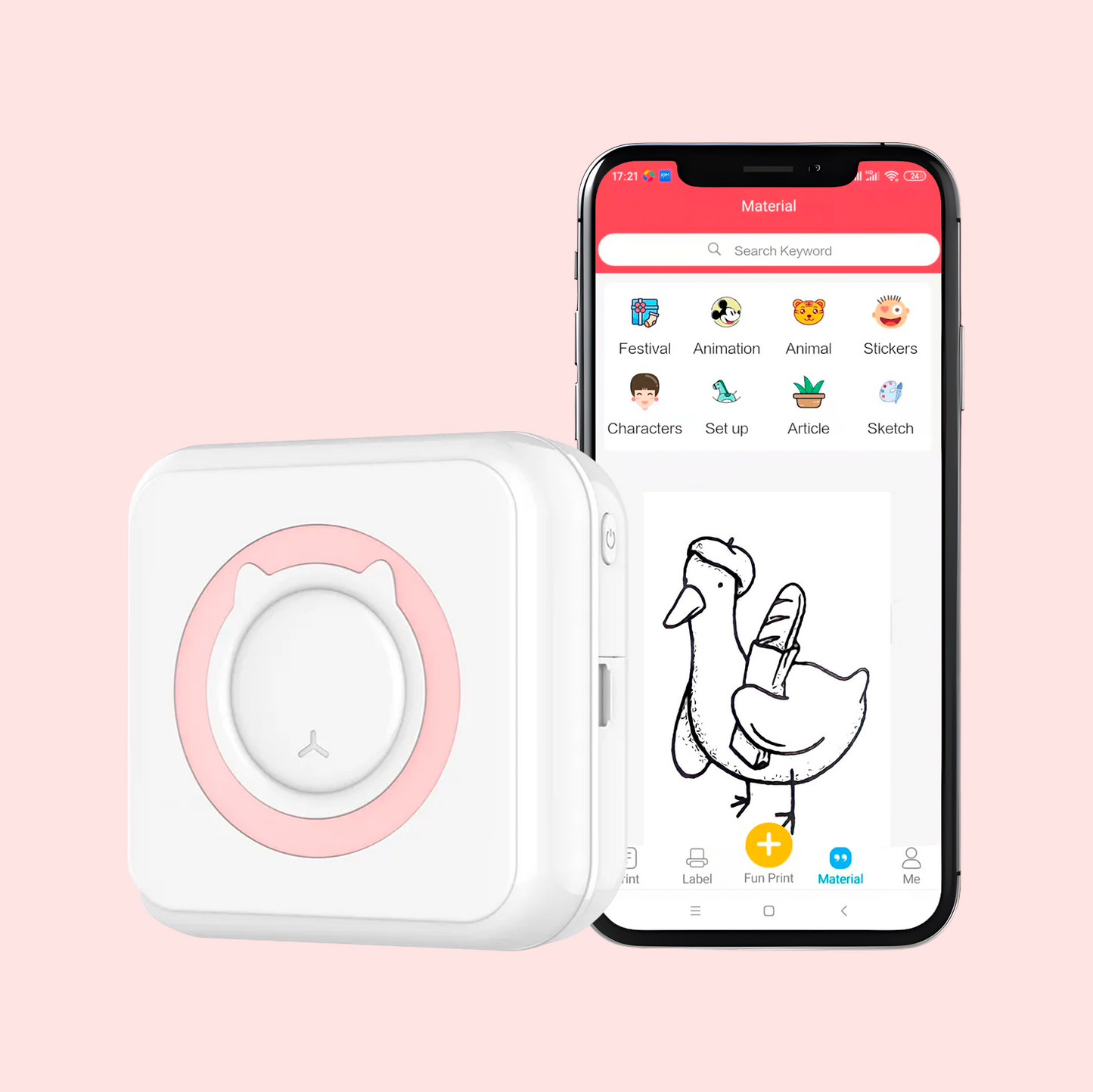 Avelena | Mini tragbarer mobiler Telefon-zu-Fotodrucker Sofort kleine Aufkleber Emoji-Bild Thermo-Bluetooth-Verbindung