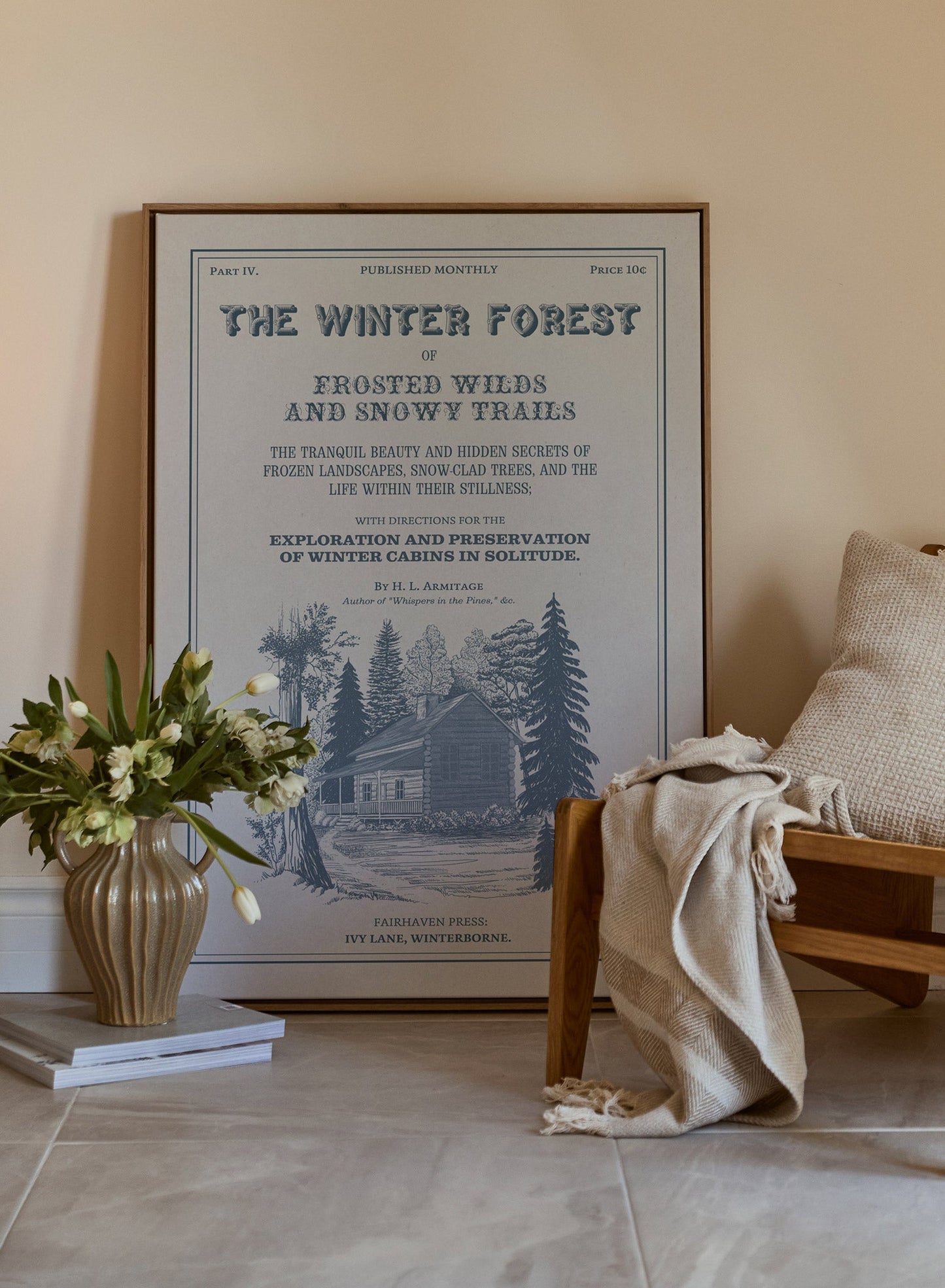 Avelena | Winter Wald Buch Plakette, Leinwand