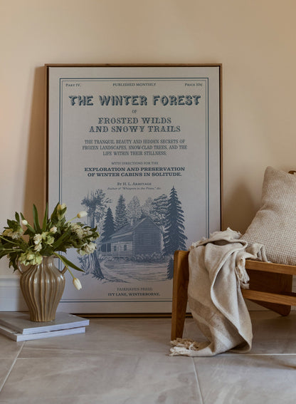 Avelena | Winter Wald Buch Plakette, Leinwand