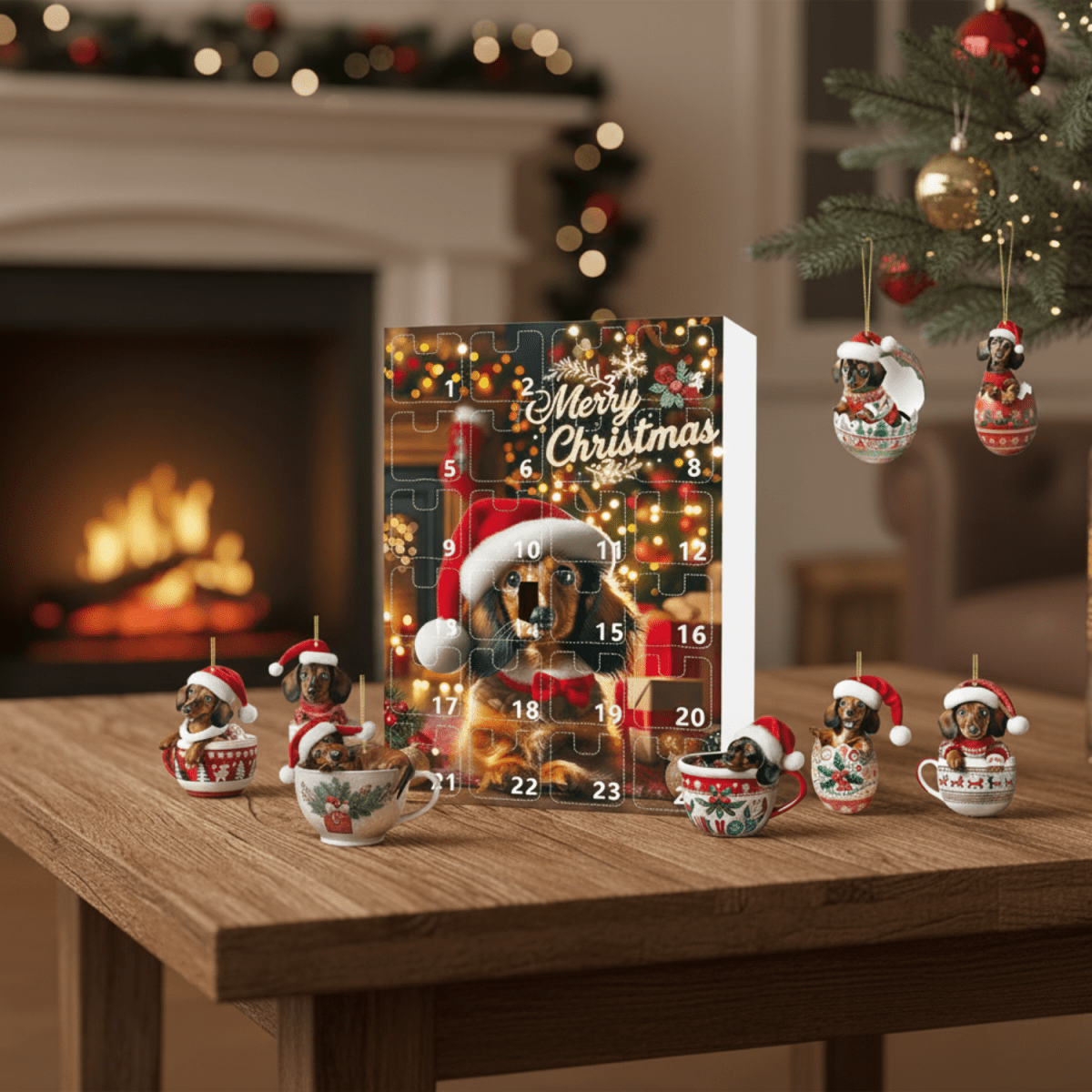 Avelena | 24-tägiger Adventskalender mit Dackelthema für Tierliebhaber
