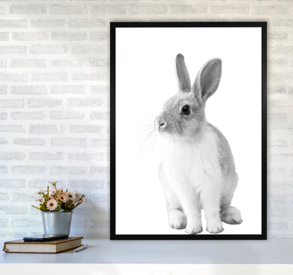 Avelena | Schwarz-Weiß Hase Moderne Druck Tierkunst Druck