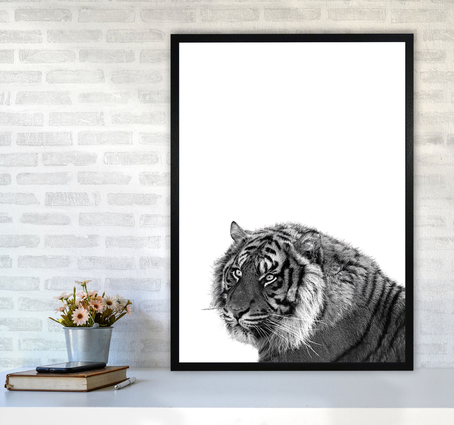 Avelena | Schwarz und Weiß Tiger Moderne Druck Tier Kunstdruck