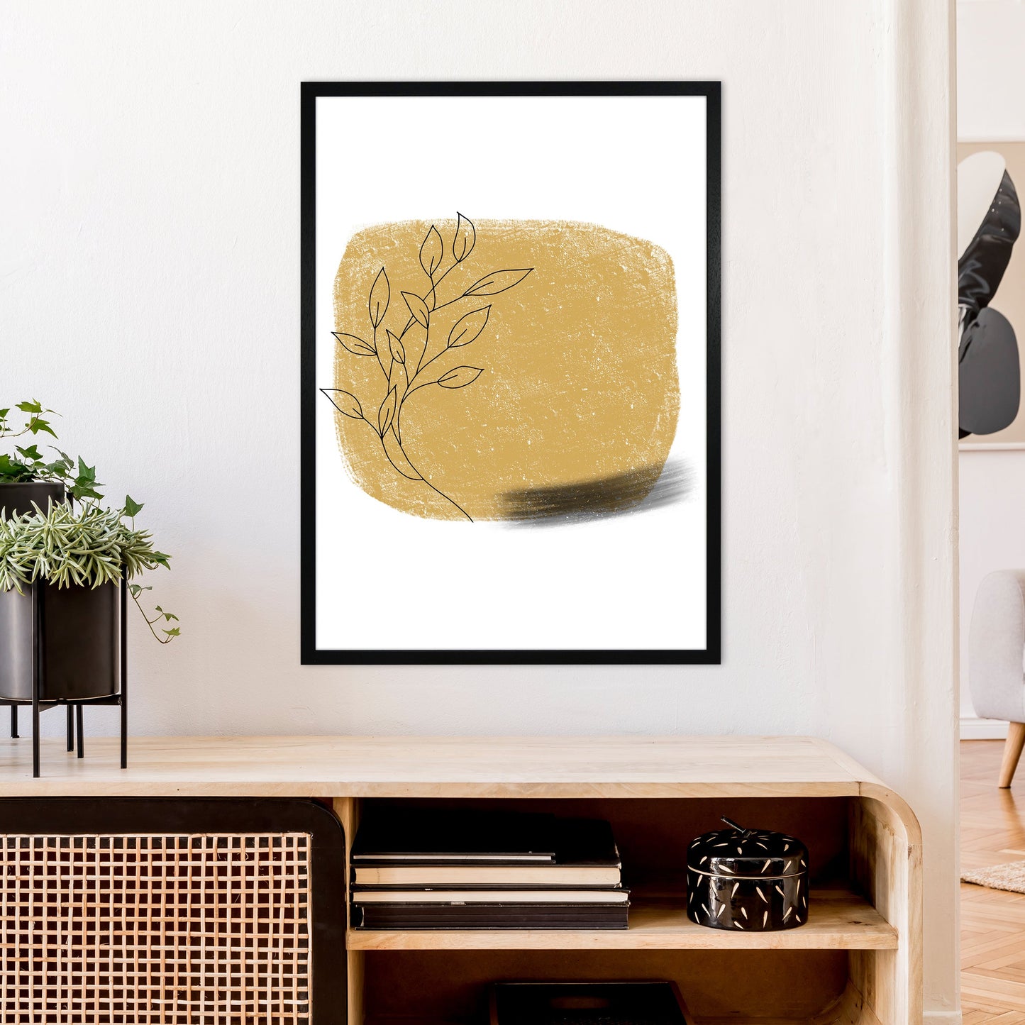 Avelena | Dalia Krit Gold Blumen Quadrat Kunstdruck Von Pixy Paper