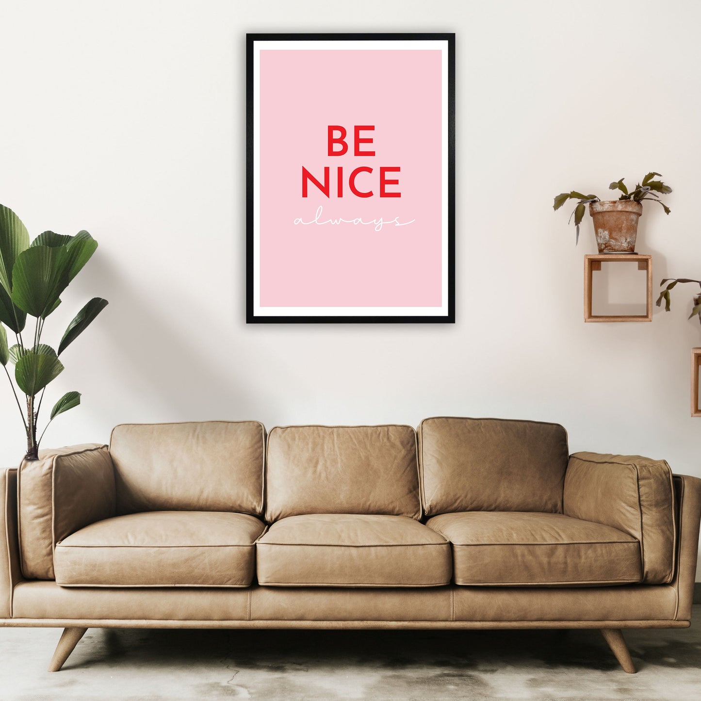 Avelena | Be Nice Pink Kunstdruck von Pixy Paper