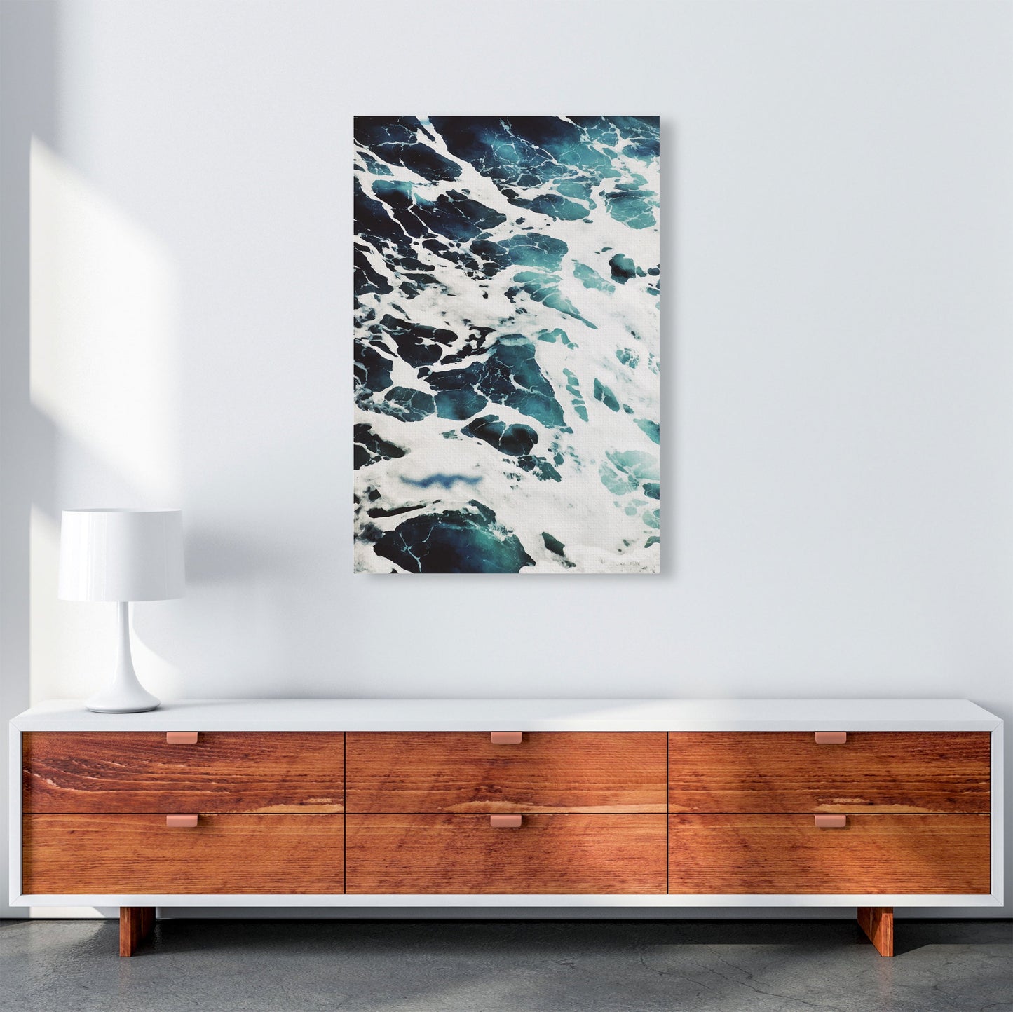 Avelena | Blau Weiß Wasser Moderne Druck, Rahmen Botanische & Natur Kunst Druck