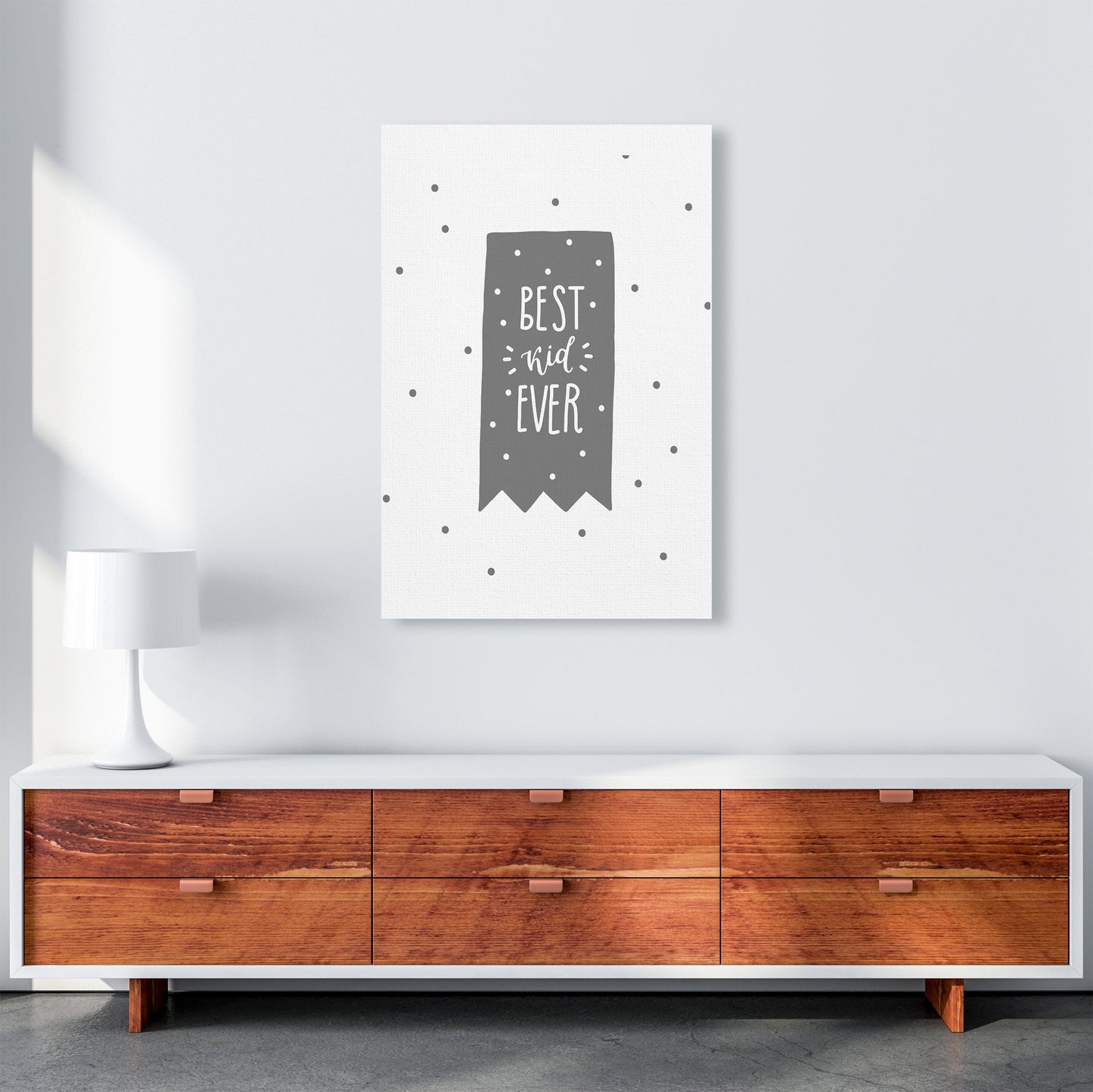 Avelena | Best Kid Ever Grau Super Scandi Kunstdruck von Pixy Paper