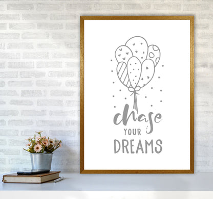 Avelena | Chase Your Dreams Grauer Rahmen Kinderzimmer Wandkunst Druck