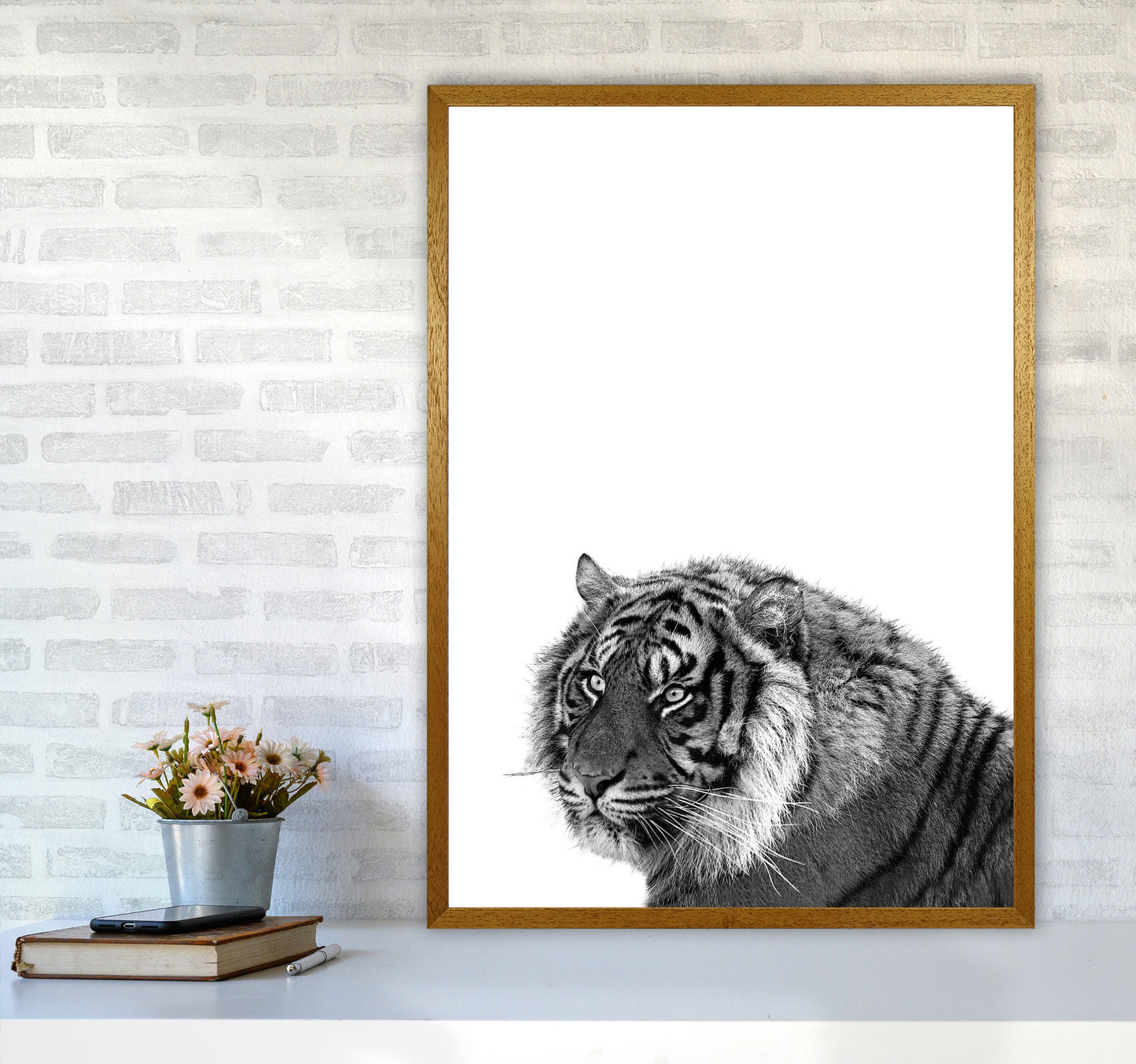 Avelena | Schwarz und Weiß Tiger Moderne Druck Tier Kunstdruck