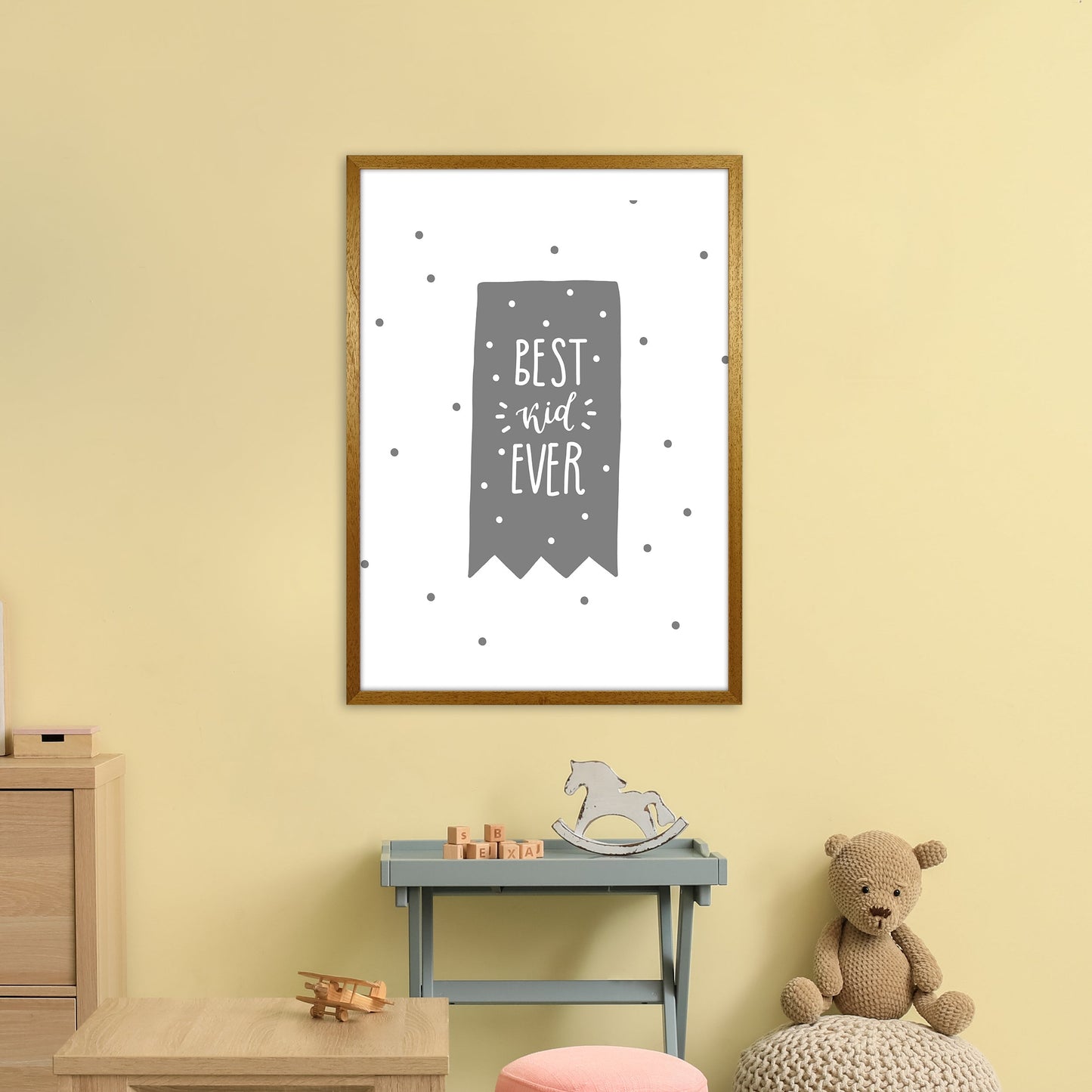 Avelena | Best Kid Ever Grau Super Scandi Kunstdruck von Pixy Paper