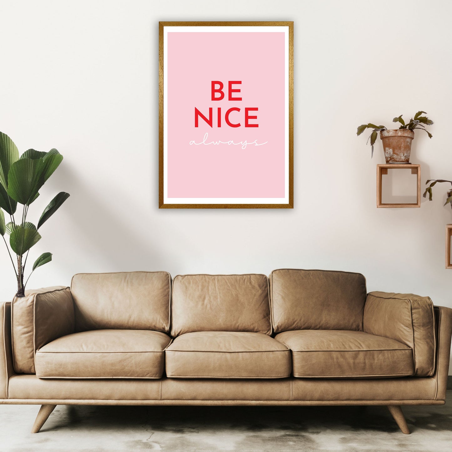 Avelena | Be Nice Pink Kunstdruck von Pixy Paper