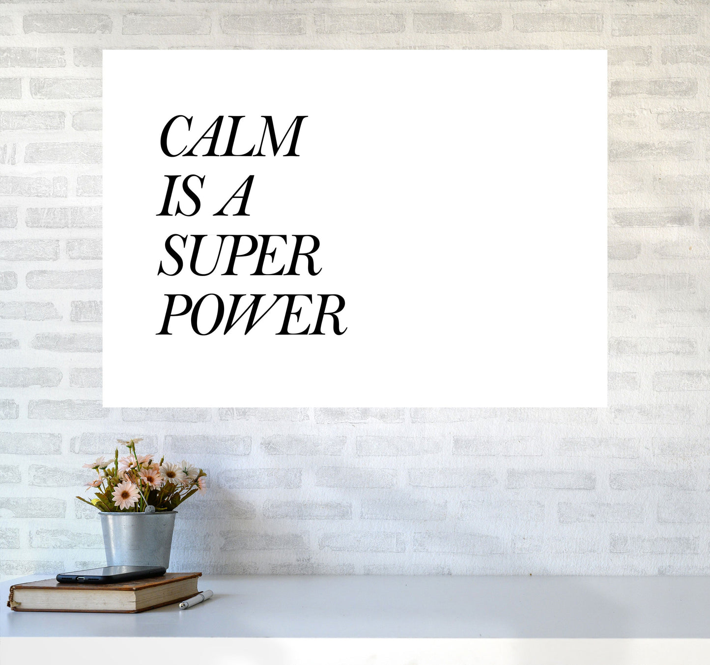 Avelena | Calm Is A Superpower Rahmen Typografie Wandkunstdruck