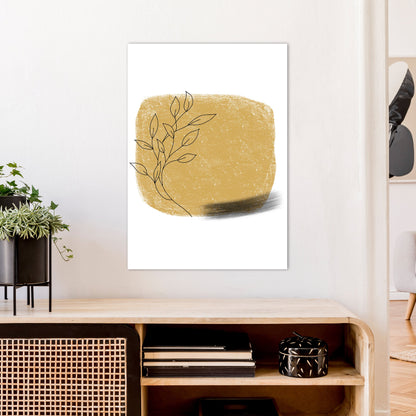 Avelena | Dalia Krit Gold Blumen Quadrat Kunstdruck Von Pixy Paper