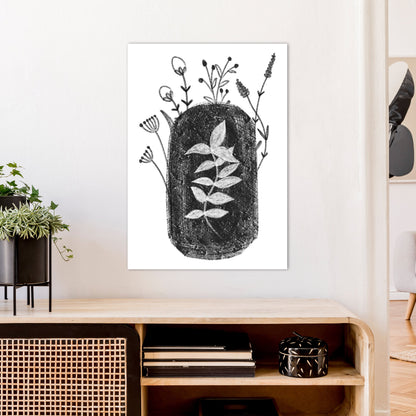 Avelena | Dalia Kreide Schwarz Floral Kunstdruck Von Pixy Paper