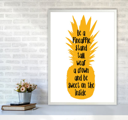 Avelena | Sei eine Ananas Gelber Rahmen Typografie Wandkunst Druck