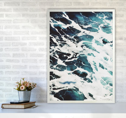Avelena | Blau Weiß Wasser Moderne Druck, Rahmen Botanische & Natur Kunst Druck