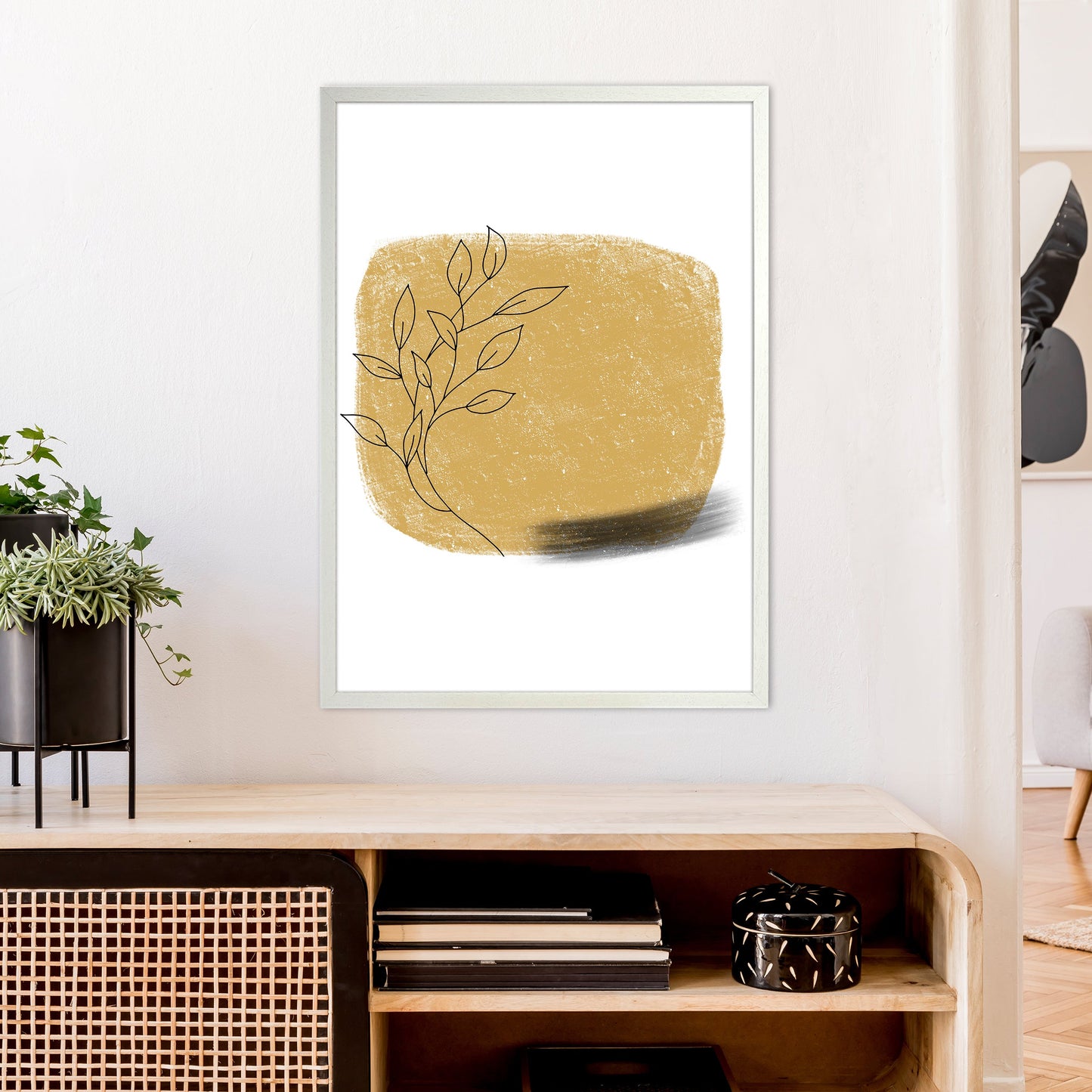 Avelena | Dalia Krit Gold Blumen Quadrat Kunstdruck Von Pixy Paper