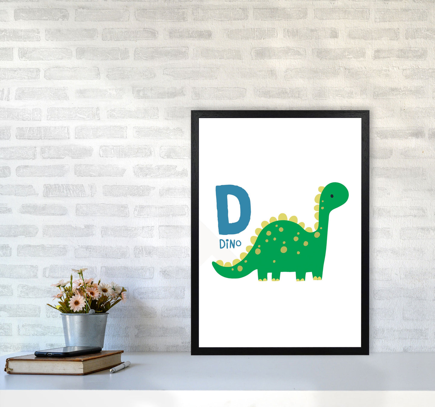 Avelena | Alphabet Tiere, D Steht Für Dino Gerahmte Kinderzimmer Wandkunst Druck