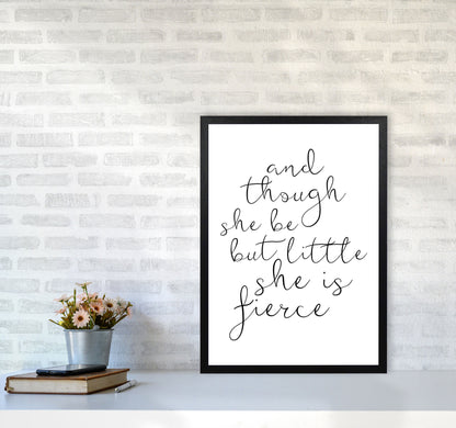 Avelena | Und auch wenn sie nur klein ist, ist sie wild Schwarze Typografie Wandkunst Druck