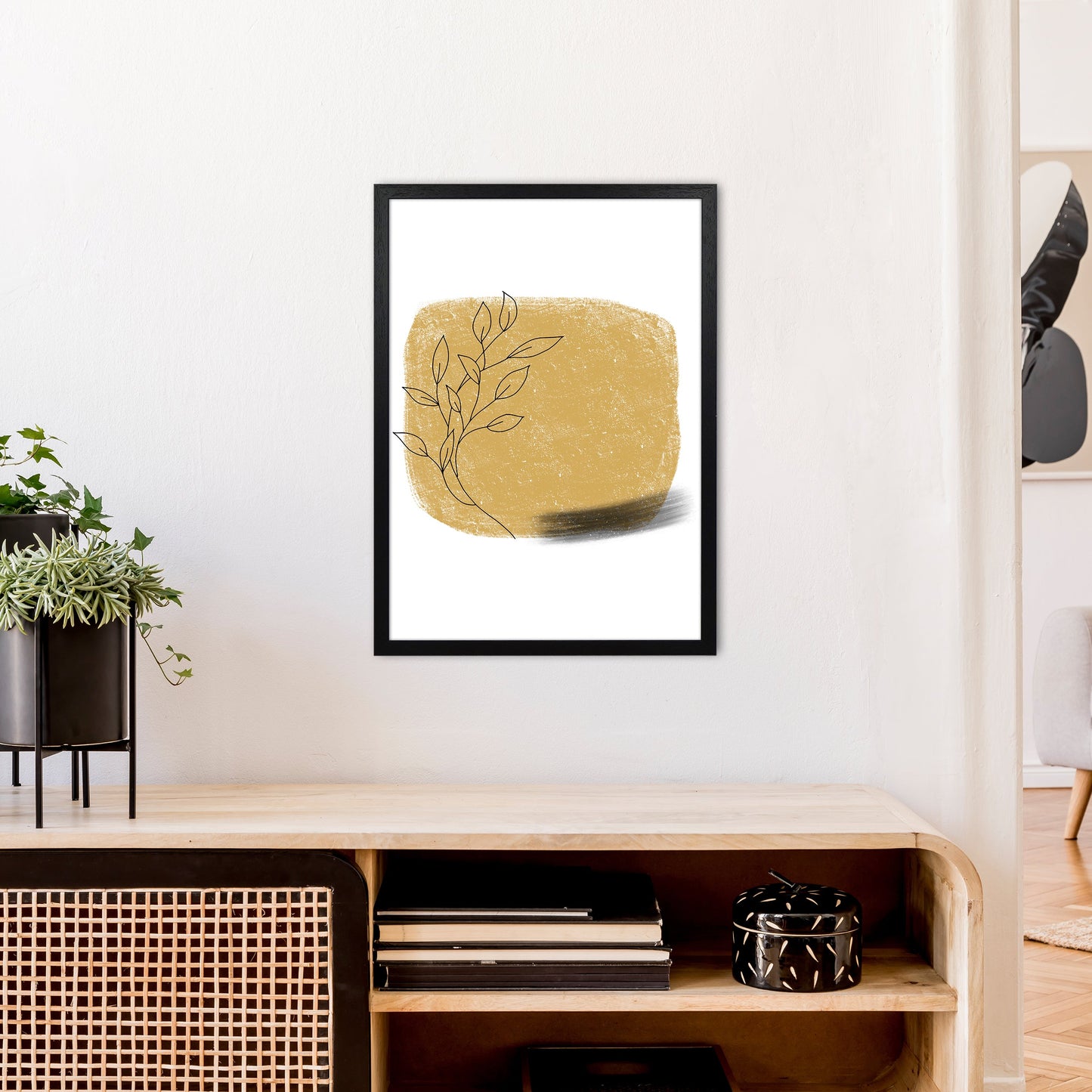 Avelena | Dalia Krit Gold Blumen Quadrat Kunstdruck Von Pixy Paper