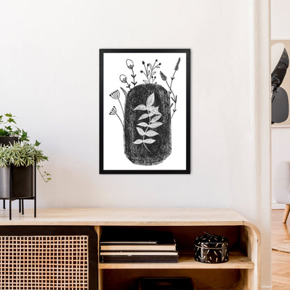 Avelena | Dalia Kreide Schwarz Floral Kunstdruck Von Pixy Paper