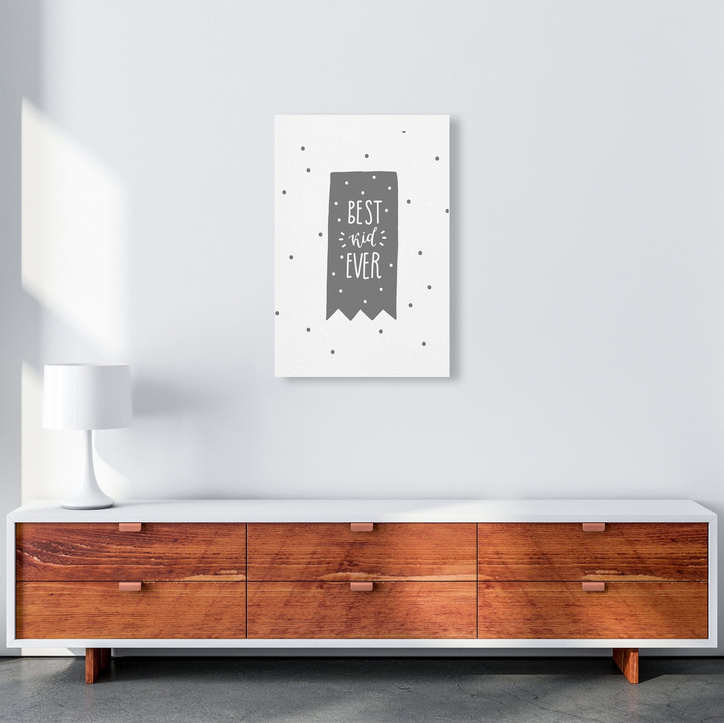Avelena | Best Kid Ever Grau Super Scandi Kunstdruck von Pixy Paper