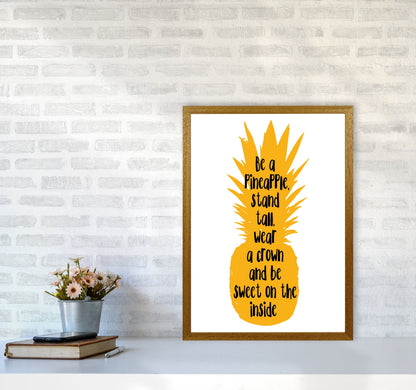Avelena | Sei eine Ananas Gelber Rahmen Typografie Wandkunst Druck