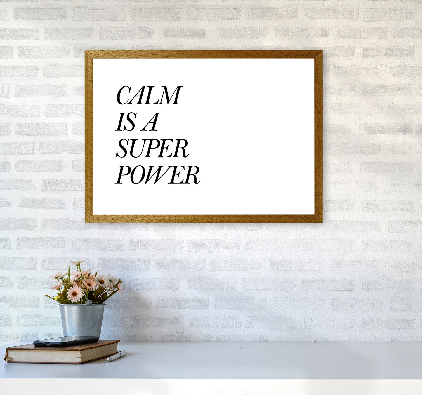 Avelena | Calm Is A Superpower Rahmen Typografie Wandkunstdruck