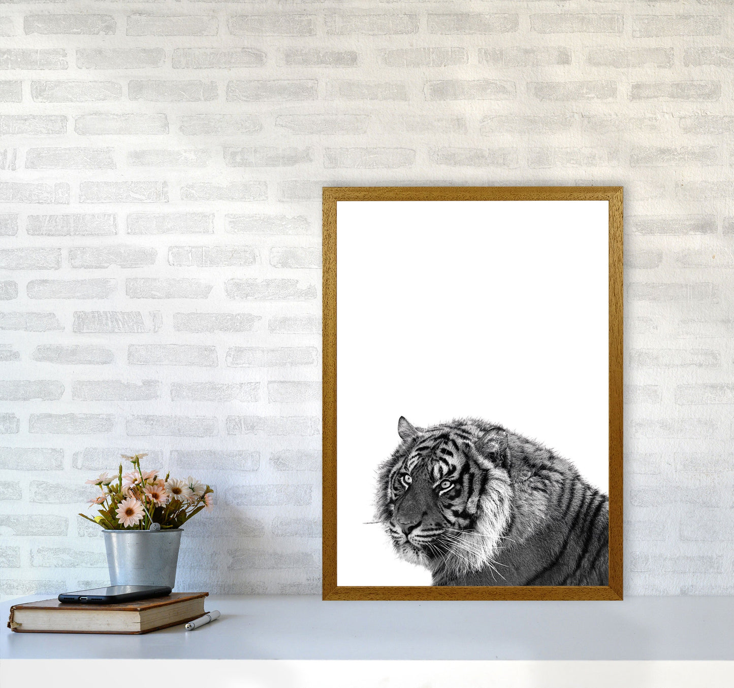 Avelena | Schwarz und Weiß Tiger Moderne Druck Tier Kunstdruck