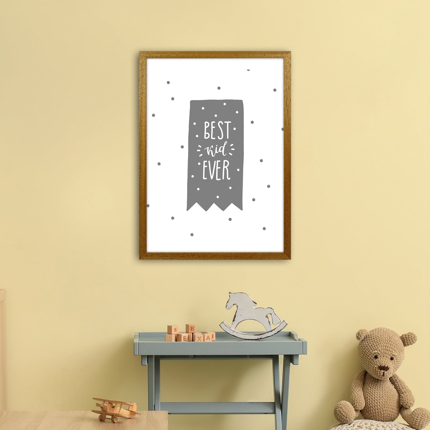 Avelena | Best Kid Ever Grau Super Scandi Kunstdruck von Pixy Paper